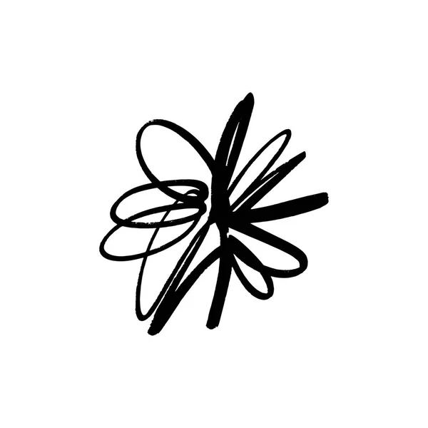 Fleur Encre Simple Dessinée Main Élément Style Grunge Design Moderne — Image vectorielle