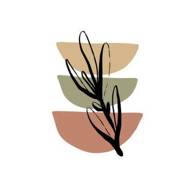 Modern soyut çiçek sanat ve şekiller vektör arka plan veya düzen. Pastel İskandinav renkleri palet