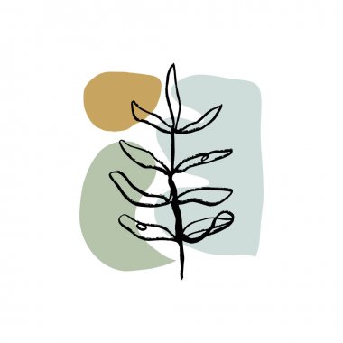 Modern soyut çiçek sanat ve şekiller vektör arka plan veya düzen. Pastel İskandinav renkleri palet