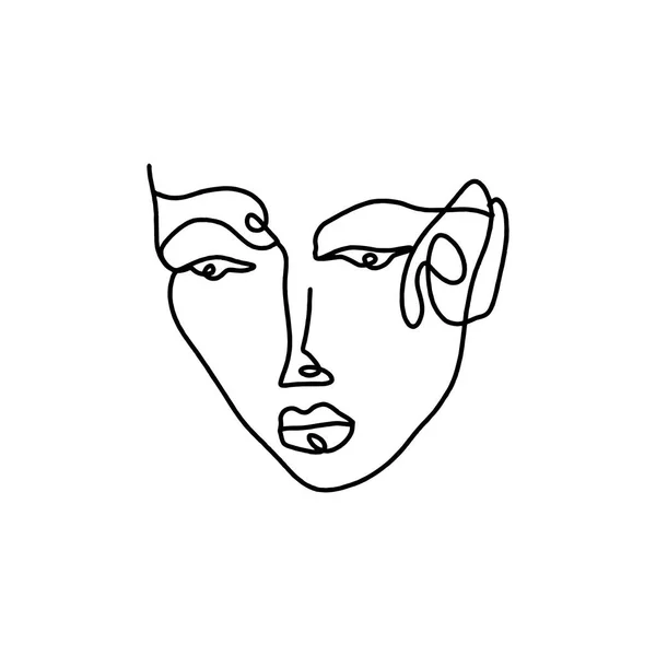 Elemento gráfico abstracto moderno, elegante dibujado a mano en blanco y negro arte de retrato de línea de moda. Estampado monocromo para ropa, textil y otros. Vector — Vector de stock