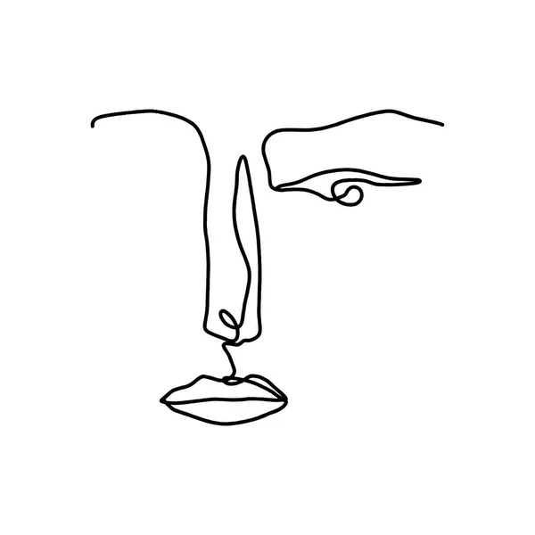 Elemento gráfico abstracto moderno, elegante dibujado a mano en blanco y negro arte de retrato de línea de moda. Estampado monocromo para ropa, textil y otros. Vector — Archivo Imágenes Vectoriales