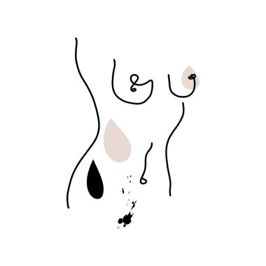 Çıplak sanat çizgisi bir çizgi çıplak kroki çizim. Şekil iç tasarım duvar sanatı. Vektör