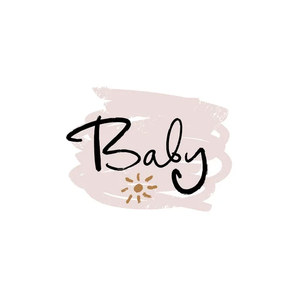 Hand bokstäverna baby shower etikett, bokstäver. Snyggt tryck för affischer, kort, muggar, kläder och annat. Vektor illustration, ClipArt — Stock vektor