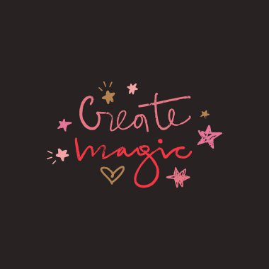 El harfli sihirli kreş etiketi, harfler. Posterler, kartlar, kupalar, giysiler ve diğer için şık baskı. Vektör İllüstrasyonu