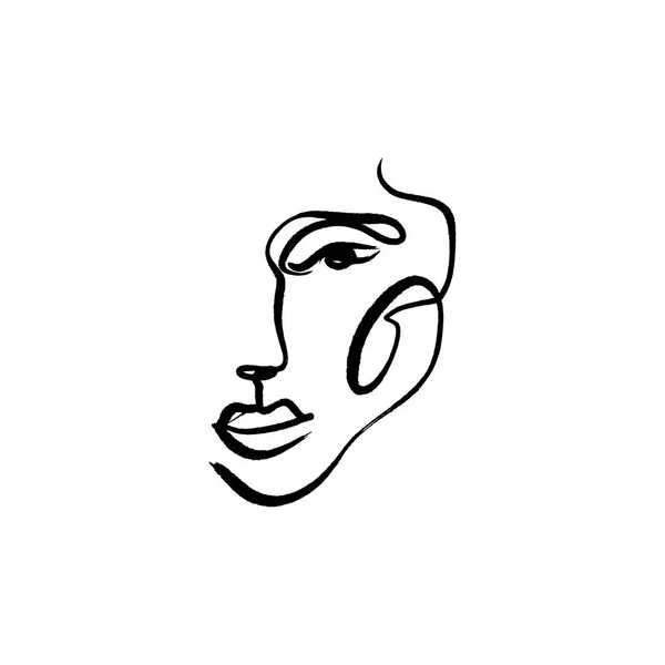 Proste rysowane ręcznie czarno-biały modny rysunek linii twarzy. Abstrakcji. Druk monochromatyczny na ubrania, tekstylia i inne. Wektor — Wektor stockowy