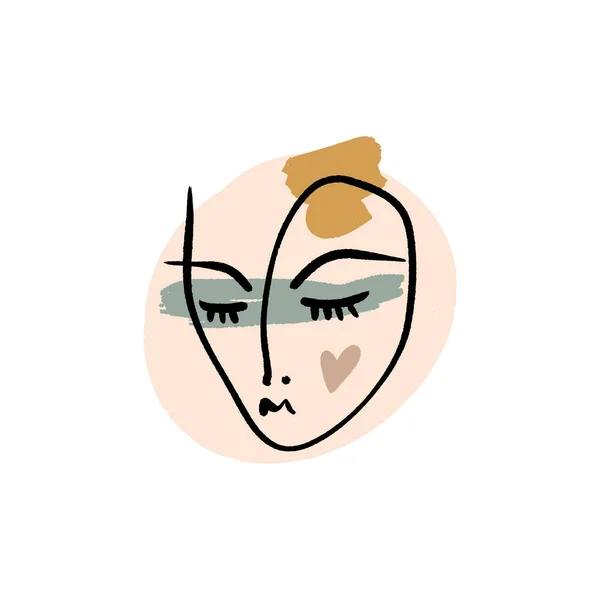 Simple dessiné à la main ligne de dessin tendance visage. Tirage abstrait pour vêtements, textiles et autres. Illustration vectorielle — Image vectorielle