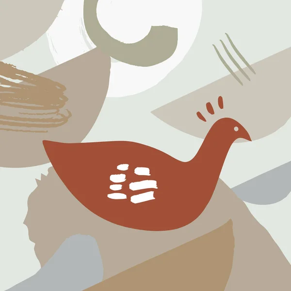 Modèle de collage moderne avec oiseau. Imprimé pépinière de style scandinave. Design nordique pour l'intérieur et d'autres. EPS vectoriel — Image vectorielle