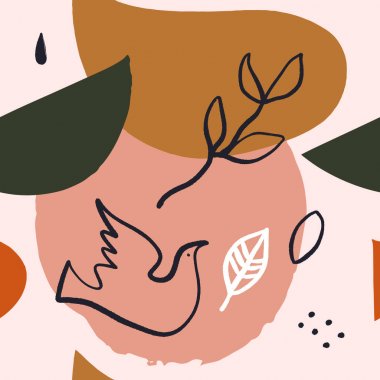 Soyut şekiller orta yüzyıl modern duvar sanatı, İskandinav patchwork tarzı el çizilmiş tasarım elemanları. Bez, afiş, el ilanı ve daha fazlası için dikişsiz desen. İskandinav grafik tasarımı. Eps8 vektörü