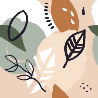 Soyut şekiller orta yüzyıl modern duvar sanatı, İskandinav patchwork tarzı el çizilmiş tasarım elemanları. Bez, afiş, el ilanı ve daha fazlası için dikişsiz desen. İskandinav grafik tasarımı. Eps8 vektörü