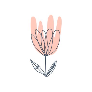 İskandinav tarzında modern çiçek sanat baskı. Vektör Eps ve jpg görüntü, clipart, editable izole ayrıntılar.