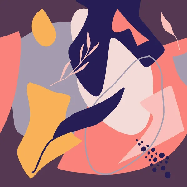 Decoratieve moderne abstracte Vintage patroon in Scandinavische stijl. Behang met kleurrijke eenvoudige bloemen vormen. Vector en JPG afbeelding, clipart, bewerkbare geïsoleerde Details. — Stockvector