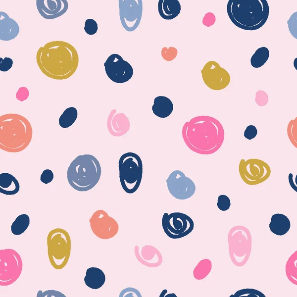Бесшовный милый сладкий узор с красочными горошек на розовом фоне для детского дизайна, альбом, детская вечеринка душ, приглашения и свадебные открытки. Векторный клип . — стоковый вектор