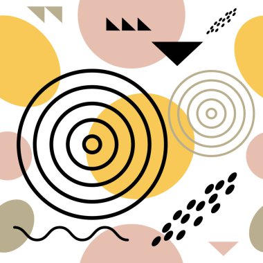 Soyut İskandinav geometrik arka plan. Poster, kapak, tekstil, web, duvar kağıdı, fon, kartpostal tasarımı için modern vintage şık bauhaus tasarım. Scandi tarzı. Vektör küçük resim.