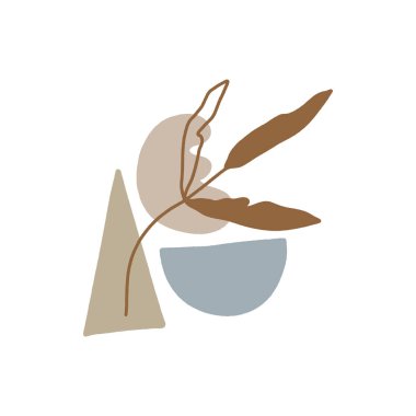 Modern evrensel estetik çiçek kartı, el çizilmiş soyut şekiller. Poster, kart, afiş, kapak, pankart, el ilanı ve broşür için iyi. İskandinav tarzı. Vektör küçük resim.