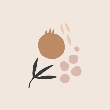 Orta yüzyıl soyut şekiller dekoratif arka plan veya düzen, yaratıcı evrensel estetik çiçek kartı. İskandinav deve renkleri palet, Eps.