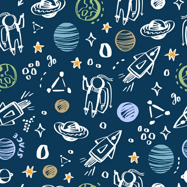 Doodle space pattern, hand drawing vector EPS illustration.