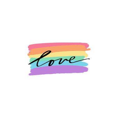 Vektör simgesi bayrak ve kalp. Bir gay gurur İllüstrasyon.