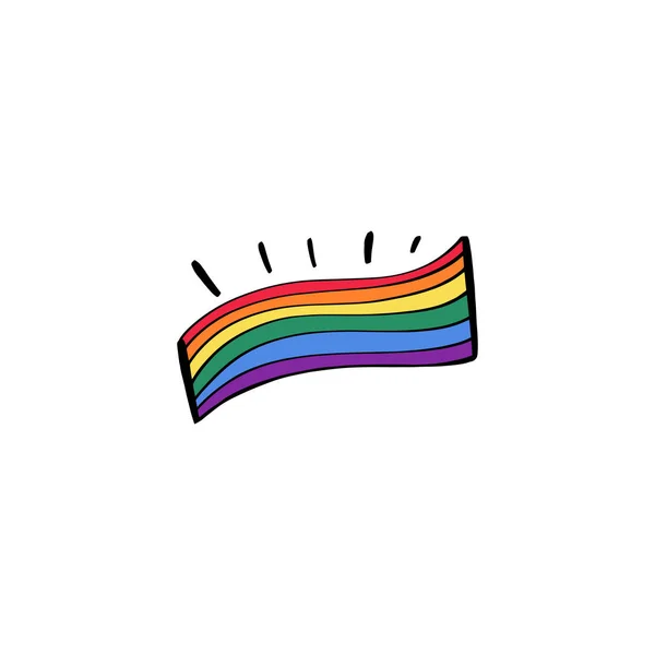 Apoyo LGBTQ dibujado a mano garabato bandera. Vector . — Archivo Imágenes Vectoriales