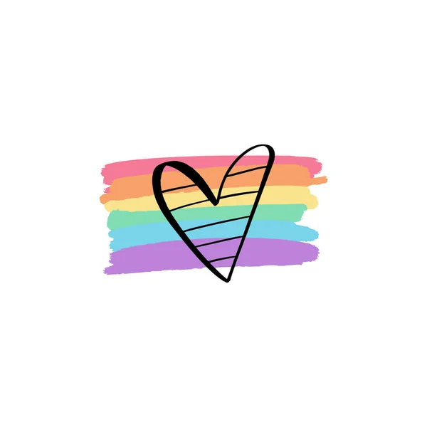 Vector icon flag and heart. Illustration of a gay pride. — Stock Vector