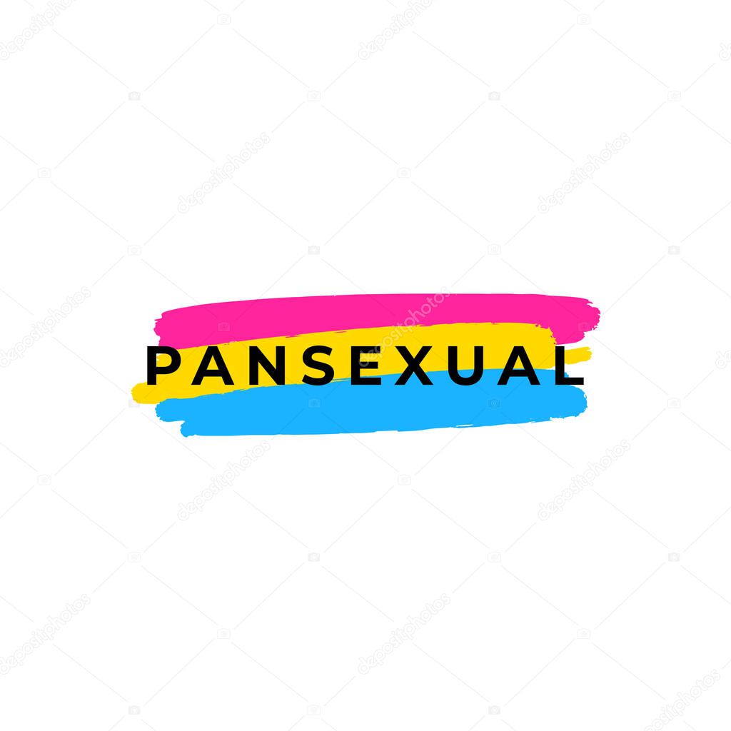 Pansexual logo, grunge style flag isolated on white background. Gay and lesbian, pride symbol. Vector illustration.