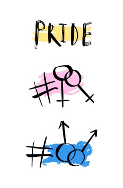 Gay Pride Lgbt kavramı. Doodle tarzı vektör renkli illüstrasyon.