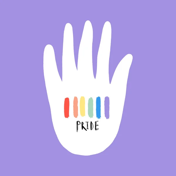 Conceito LGBT do Orgulho Gay. Mão de cor arco-íris. Desenhos animados estilo vetor, ilustração colorida . —  Vetores de Stock