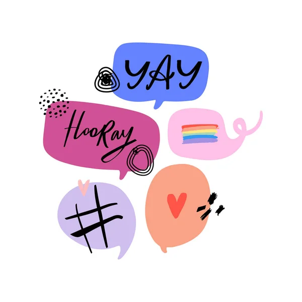 Gay Pride conceito arco-íris LGBT. Bolha de fala. Doodle estilo vetor ilustração colorida . — Vetor de Stock