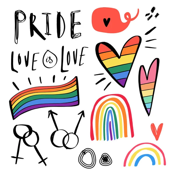 Concepto LGBT. Estilo Doodle vector ilustraciones coloridas . — Archivo Imágenes Vectoriales