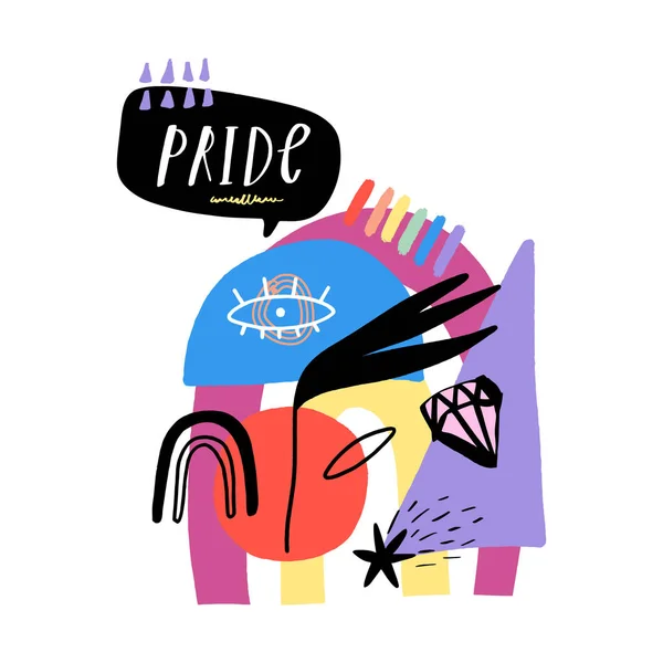 Gay fierté LGBT arc-en-ciel concept Bulle vocale. Illustration vectorielle de style caniche colorée . — Image vectorielle