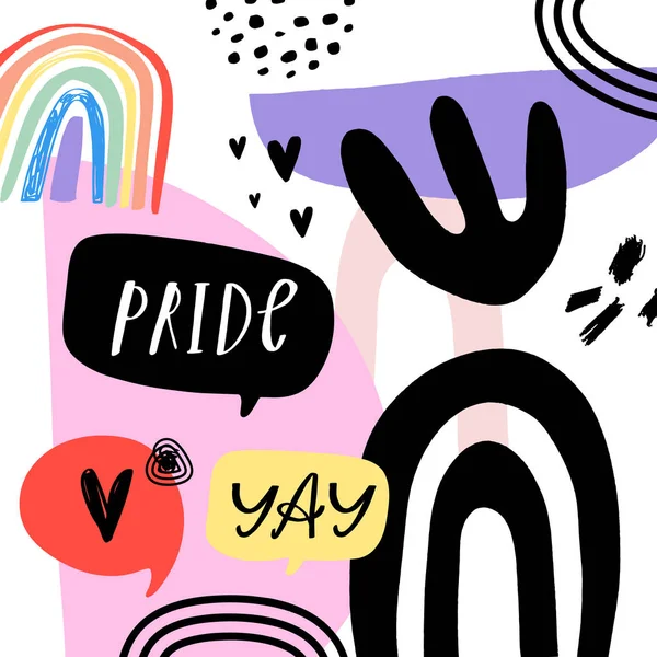 Gay Pride conceito arco-íris LGBT. Bolha de fala. Doodle estilo vetor ilustração colorida . —  Vetores de Stock