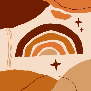 Terracotta Art Print Abstract Modern Dijital Resim Moda İskandinav Stili Renk Soyutlama Poster Çağdaş Baskı Yanık Turuncu Vektör İllüstrasyon