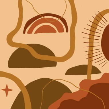 Terracotta Art Print Abstract Modern Dijital Resim Moda İskandinav Stili Renk Soyutlama Poster Çağdaş Baskı Yanık Turuncu Vektör İllüstrasyon