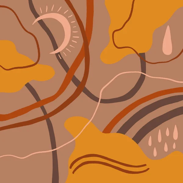 Terracotta Art Print abstracte moderne digitale schilderij mode Scandinavische stijl kleur abstractie poster hedendaagse print verbrand oranje vector illustratie — Stockvector