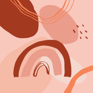 Terracotta Art Print Abstract Modern Dijital Resim Moda İskandinav Stili Renk Soyutlama Poster Çağdaş Baskı Yanık Turuncu Vektör İllüstrasyon