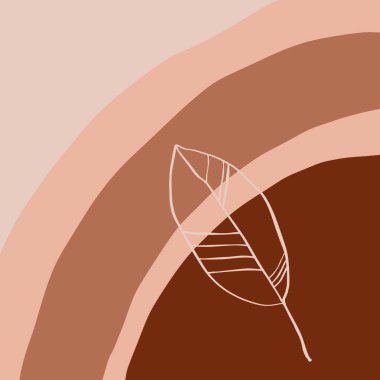 Terracotta Art Sonbahar Bitki Yaprakları Baskı Soyut Modern Dijital Resim Moda İskandinav Stil Renk Soyutlama Poster Çağdaş Baskı Yanık Turuncu Vektör İllüstrasyon