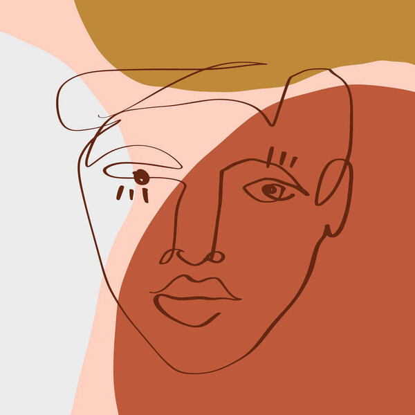 Теракотовая линия Художественная печать Аннотация Лицо Современная цифровая живопись Мода Скандинавский стиль Цветовая абстракция Плакат Современная печать Горит оранжевый вектор Иллюстрация
