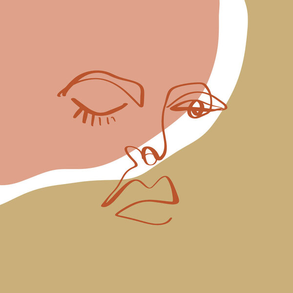 Теракотовая линия Художественная печать Аннотация Лицо Современная цифровая живопись Мода Скандинавский стиль Цветовая абстракция Плакат Современная печать Горит оранжевый вектор Иллюстрация
