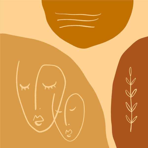 Теракотовая линия Художественная печать Аннотация Лицо Современная цифровая живопись Мода Скандинавский стиль Цветовая абстракция Плакат Современная печать Горит оранжевый вектор Иллюстрация
