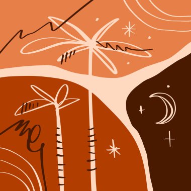 Terracotta Soyut Modern Minimalist Manzara Dijital Boyama Moda İskandinav Stil Renk Sıvı Şekiller Soyutlama Poster Çağdaş Baskı Yanık Turuncu Vektör İllüstrasyon