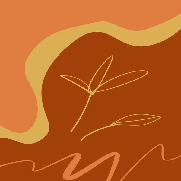 兵马秋 2019-2020 趋势线 艺术印花抽象现代数字绘画 时尚 斯堪的纳维亚风格彩色液体形状抽象海报当代打印燃烧橙色矢量插图 — 图库矢量图片