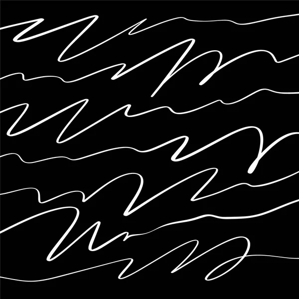 黒い線滑らかな抽象的なシンプルな波水形状黒と白のコーティングミニマル要素ポスターグランジスケッチフラットベクトルイラスト — ストックベクタ