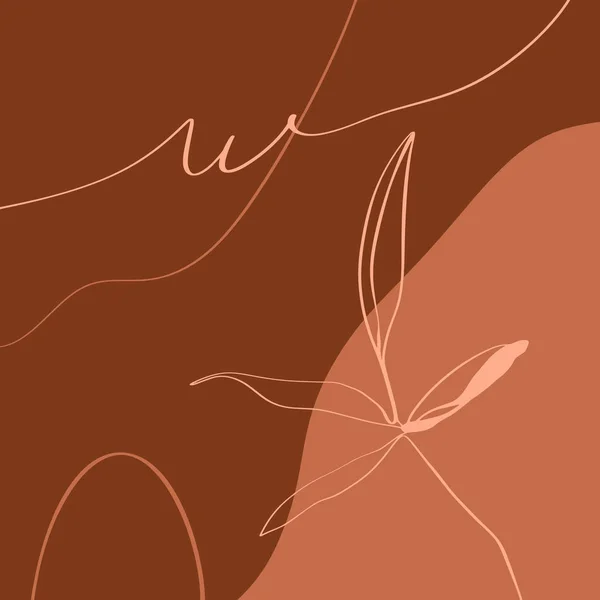 Terracotta Floral lijn Art Print abstracte moderne digitale schilderij mode Scandinavische stijl kleur vloeibare vormen abstractie poster hedendaagse print verbrand oranje vector illustratie — Stockvector