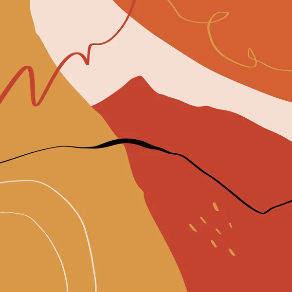 Terrakotta-Kunst drucken abstrakte moderne digitale Malerei Mode skandinavischen Stil Farbe Abstraktion Plakat zeitgenössischen Druck gebrannt orange Vektor Illustration — Stockvektor