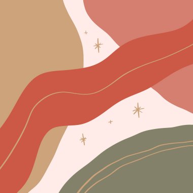 Terracotta Art Print Abstract Modern Dijital Resim Moda İskandinav Stili Renk Soyutlama Poster Çağdaş Baskı Yanık Turuncu Vektör İllüstrasyon