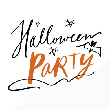 Mutlu Cadılar Bayramı Vektör İllüstrasyonu Web Hilesi ya da Şeker Mektupları Posteri ya da Beyaz Balkabağı Silueti Üzerine Kartpostal Klibi