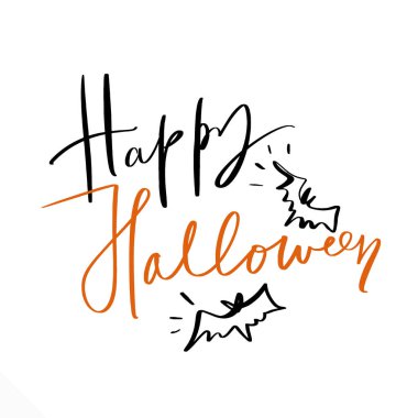 Mutlu Cadılar Bayramı Vektör İllüstrasyonu Web Hilesi ya da Şeker Mektupları Posteri ya da Beyaz Balkabağı Silueti Üzerine Kartpostal Klibi