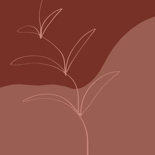 Terracota Floral Line Art Print Abstracto Pintura Digital Moderna Moda Estilo Escandinavo Color Líquido Formas Abstracción Cartel Impresión Contemporánea Naranja Quemado Vector Ilustración — Vector de stock