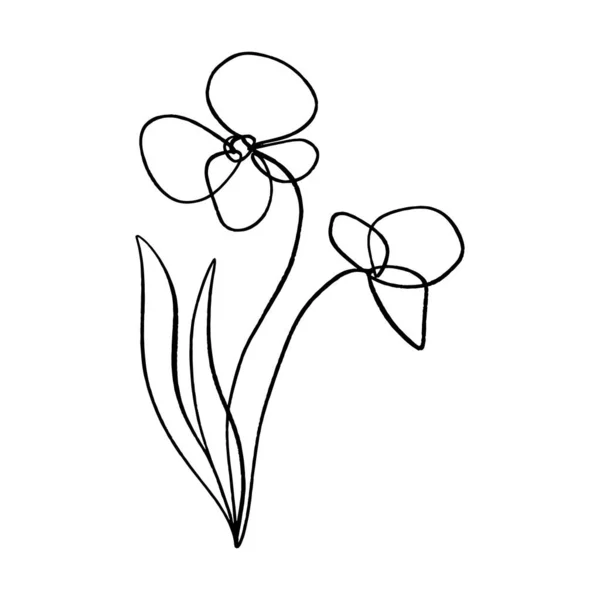 Línea minimalista flor de arte. Dibujo de contorno de amapola. Obras de arte vectorial . — Archivo Imágenes Vectoriales