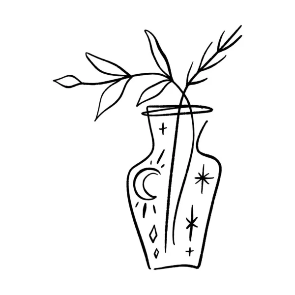 Lijn kunstplant in pot. Contourtekening van vectorset van zwart-wit huisplanten schetsen. Geïsoleerde illustratie van potbloemen. — Stockvector