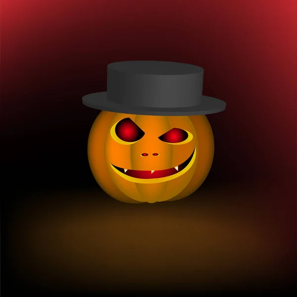 Une Citrouille Maléfique Dans Chapeau Noir Pour Des Vacances Halloween — Image vectorielle